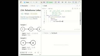 Palindrome Linked List|LeetCode 234|Simple List Approach|Python #coding #python #programming