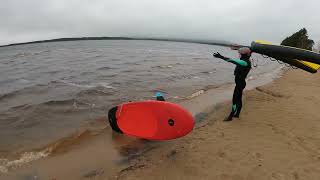 Wingfoil on a cold lake