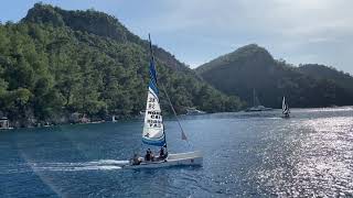 Gocek Fethiye 12 islands day cruise: passing between Islands of Pigs and Shipyard Island.