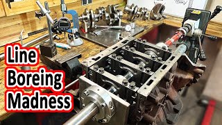 DIY V6 Engine Line Boring Rig in Action