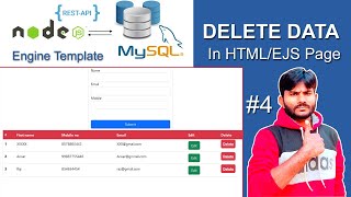 How to DELETE data from Nodejs+MYSQL with HTML/EJS Template for Beginner Tutorial in (HINDI)