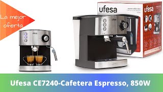 Ufesa CE7240 Cafetera Espresso 850W, Depósito extraíble de 1,6 litros 20 Bares de presión.