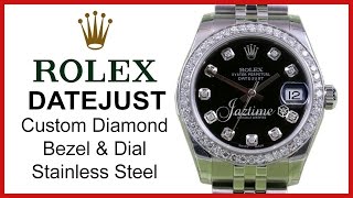 Rolex Datejust Custom Diamond Bezel, Black UNBOXING \u0026 REVIEW - 36mm, Stainless Steel Jubilee, 116200