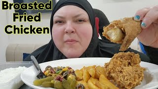 BROASTED FRIED CHICKEN AND WEDGES MUKBANG