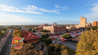 Serene Drone Flight Over Abilene's Historic T and P Railroad Depot