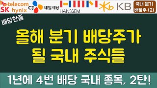 올해 분기배당주가될 국내우량기업 5개 주식