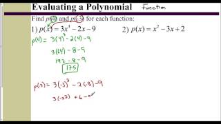 Lesson 6.3 - Evaluating a Polynomial Using Function Notation