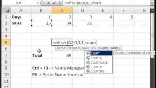 Create Dynamic Named Ranges in Excel which go Left-Right Across Columns