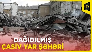 Ukraynanın Çasiv Yar şəhərində müharibənin izləri