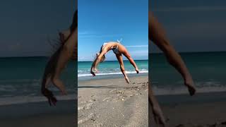 Beachnastics 🌴 #fitness #gymnast #flip #womenssports #lsu