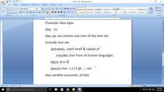 Java 4 Char Data type