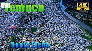 Temuco 2023 Sectores: Santa Elena  - Santa Rosa - Centro. Rio Cautín Vista Aérea Drone Temuco