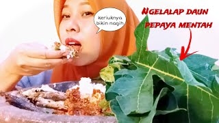 bikin lahap makan ampe lupa diri❗makan nasi lalapan daun pepaya sambal terasi,ikan Cue goreng