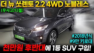 [이천구독자님 비대면계약중]  더 뉴 쏘렌토 4WD 노블레스 2018년식의 9만킬로 특A급의 관리상태 왓차에서 자신있게 판매합니다.