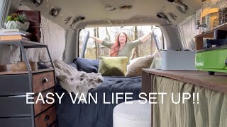 FULL TOUR | Van Build series Part 5: Living in a Van | Simple Van Life Set up #v