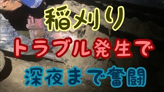 稲刈りしてたら今シーズン最大のトラブルが発生して夜遅くまで作業しました（2020年稲刈り12日目：10月2日）