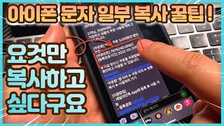 아이폰 문자메시지 복사 꿀팁! 99%가 모르는 대박 꿀팁공개! 아이폰 사용자는 꼭 보세요 | 아이폰 사용 꿀팁