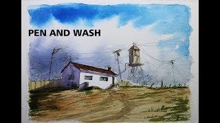 Pen and Wash Watercolor house scene for Beginners  Easy to Follow and Learn Nil Rocha