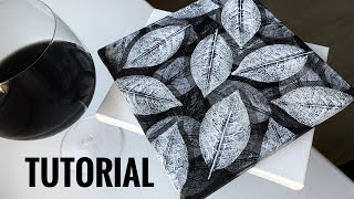 Black and white leaf painting tutorial / Step by step painting / Leaf painting