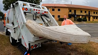 Tiny Garbage Truck Takes On Mountain Of Bulk Items (ASMR)
