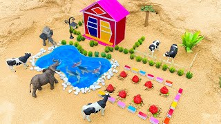 Design a unique DIY Mini Farm with Water Pool for Cattle and Mini Hand Pumb | CRAZY Challenge! ✨