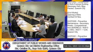 Procurement Livestream for DPWH Quezon City 1st DEO on February 11, 2025