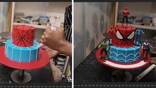 how to make Spiderman cake 2 tier spider man cak ke bare mein batayege#spiderman #avengers