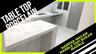 Bukan MARBLE, tapi PORCELAIN tile || TABLE TOP KONKRIT || MITERED EDGE