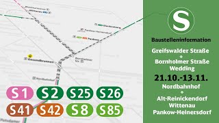 S-Bahn Berlin Bauinfo | Nordkreuz (S1, S2, S25, S26, S41, S42, S8, S85)