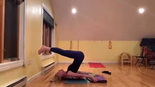 Salamba Sarvangasana cycle variation using a wall