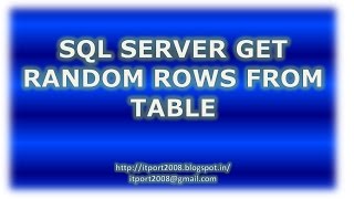 SQL Server Get Random Rows from Table