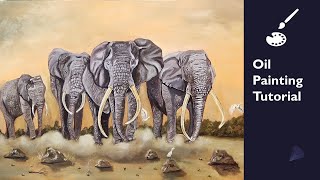How to paint an elephants, Skin, Wrinkles, Bird, Dust Painting Tutorial  || OIL and Acrylic Painting