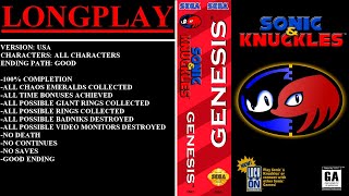 Sonic \u0026 Knuckles [USA] (Sega Genesis) - (Longplay - All Characters | 100% Completion)