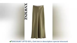 ✔️XNWMNZ Women's Fashion 2023 Flowing Satin Midi Skirt Women Vintage Elastic High Waist Flared hem H