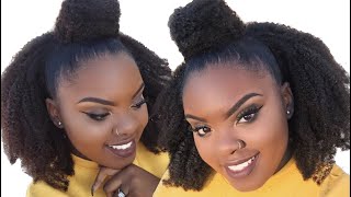 Half Up Half Down Top Knot Bun Natural Hair