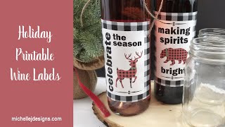 Holiday Printable Wine Labels