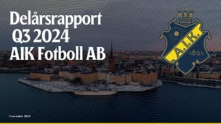 Studio AIK Live: Delårsrapport juli-september