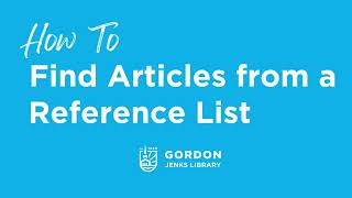 Find Articles from a Reference List