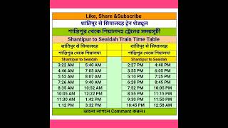 #shantipur #sealdah #train time table । শান্তিপুর থেকে শিয়ালদহ ট্রেনের সময়সূচী #traintime #shorts