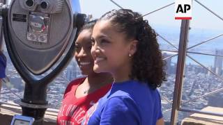 Champion Gymnasts Visit Empire State Building