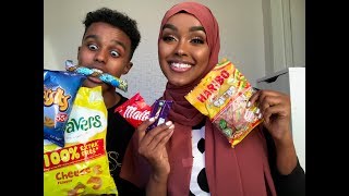 TRYING BRITISH SNACKS WITH MY BROTHER| Edna