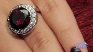 Large  Ruby color round cz in PLATINUM anniversary ring- item # 8021