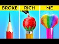 SUPER RICH VS RICH VS BROKE DRAWING CHALLENGE || Easy Tricks by 123GO!