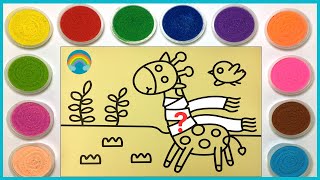 Sand Painting Cute Giraffe With Rainbow YTV  | How To Draw Giraffe With Colored Sand | #17 |