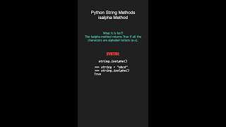 isalpha Method - String Methods Python