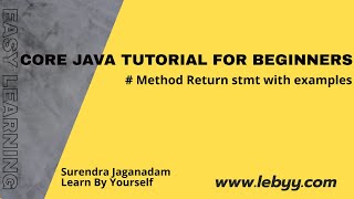 Method Return Statement with examples || Java Tutorial for Beginners