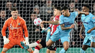 Bruno Guimaraes with a volleyed back-heel finish for his first Newcastle goal 🔥❣️against Southampton