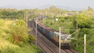 WAG9 powered empty freight train crosses Mukundarayapuram