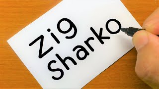 How to draw "Zig & Sharko" using How to turn words into a cartoon