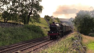 LMS 45627 Roars through Waitby Rock Cutting on the Dalesman 13/7/23.